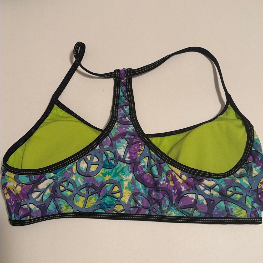 Joe Boxer | Peace Sign Racerback Bikini Bra Padding Support Hippie Coachella M - Picture 4 of 6
